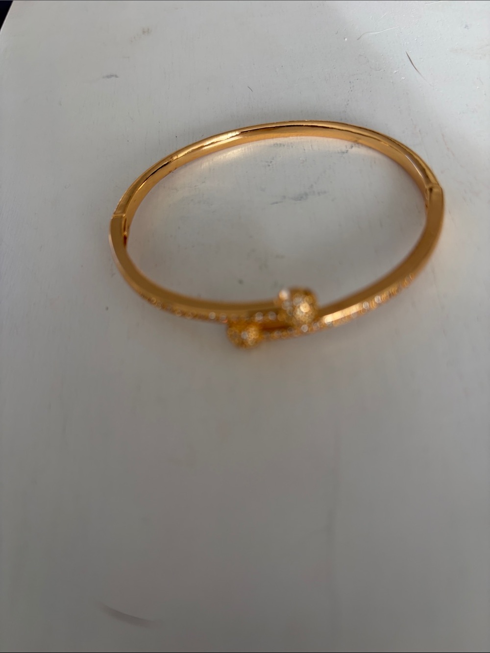 Gold Knot Accent Bangle Bracelet - Women Jewelry